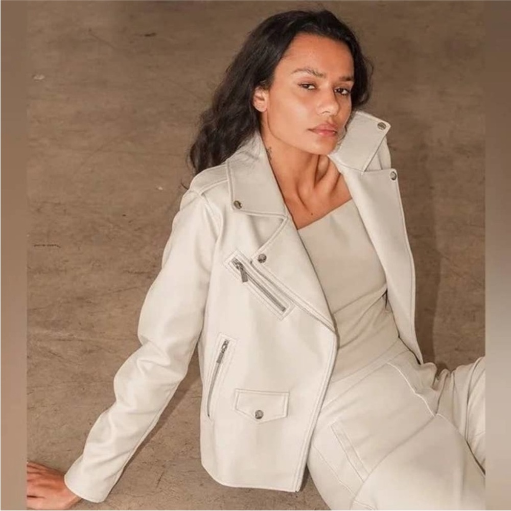 Medium faux leather biker jacket